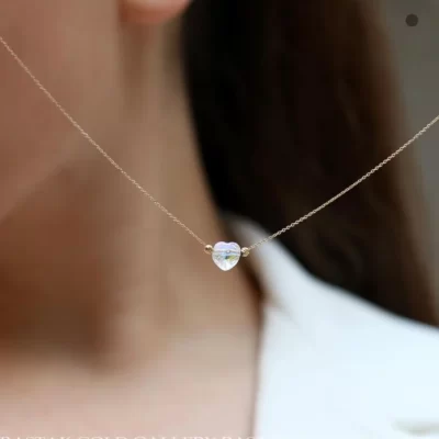 گردنبند سواروسکی قلب و گوی نقره