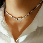 نیم ست منجوق و قلب نقره