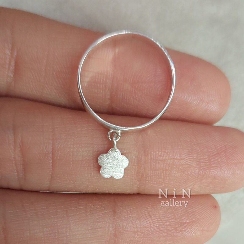 انگشتر گل پنج پر نقره - Image 3