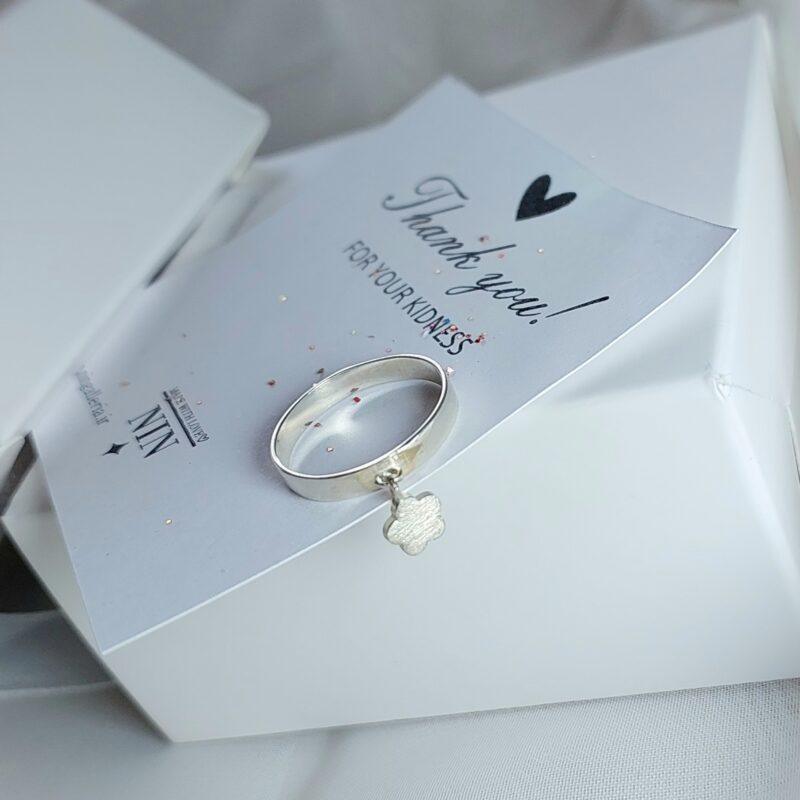 انگشتر گل پنج پر نقره - Image 2