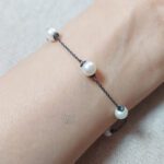 دستبند مروارید پرورشی نقره (سیاه قلم)