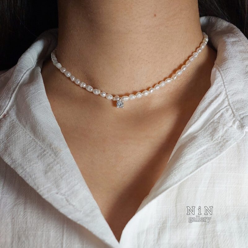 گردنبند مروارید برنجی و مارکو گردنبند مروارید پرورشی و مارکو - Image 1