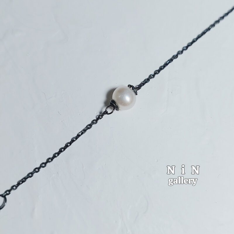 گردنبند مروارید پرورشی نقره (سیاه قلم) - Image 2