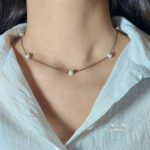 گردنبند مروارید پرورشی نقره (سیاه قلم)