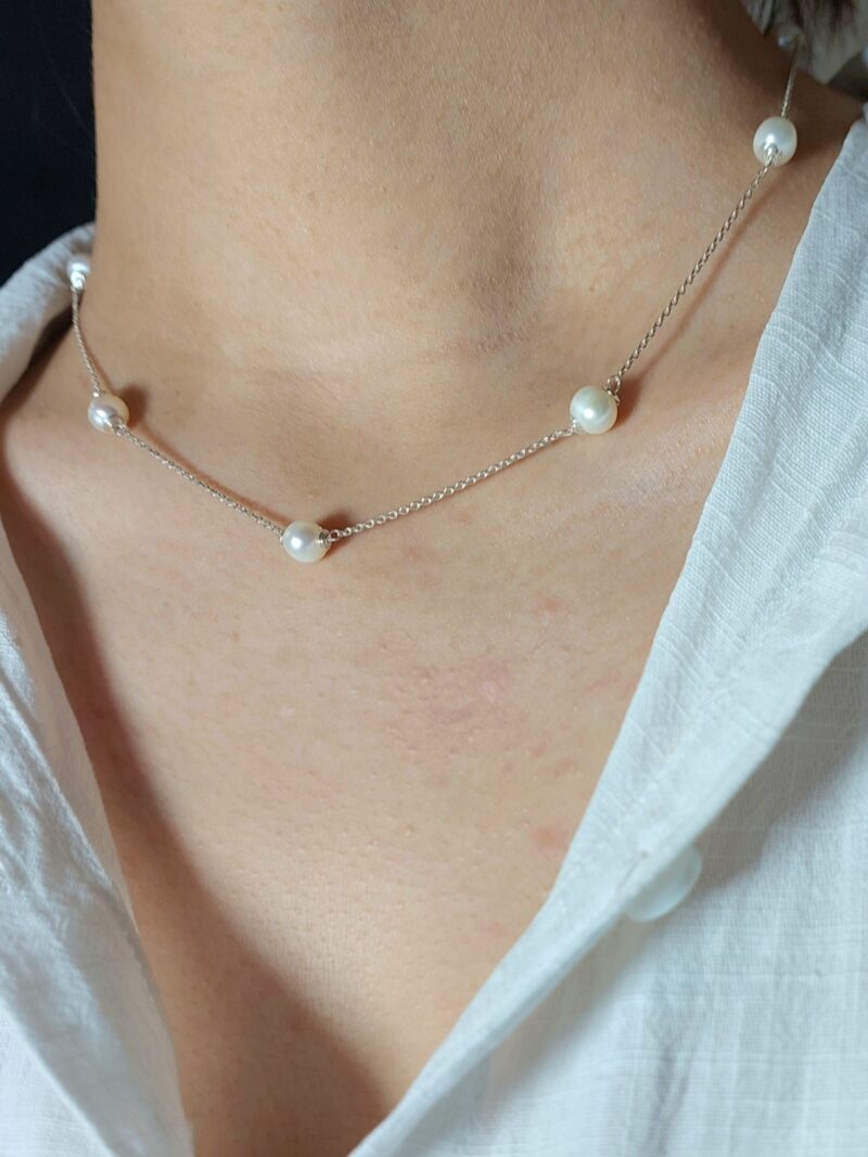 گردنبند مروارید پرورشی نقره - Image 2