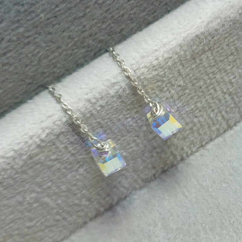 گوشواره سواروسکی مکعبی - Image 4