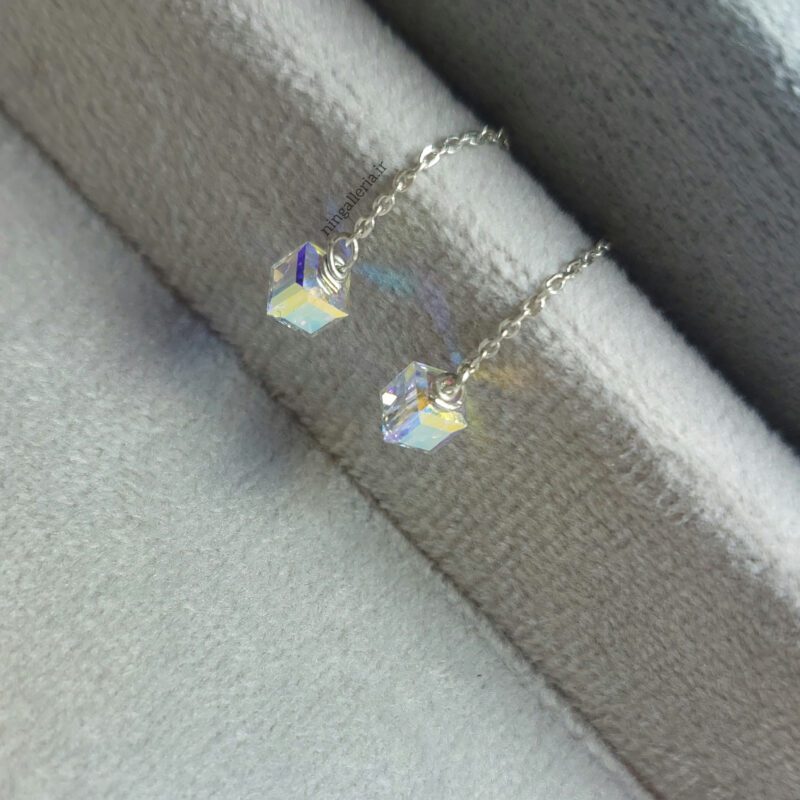 گوشواره سواروسکی مکعبی - Image 3