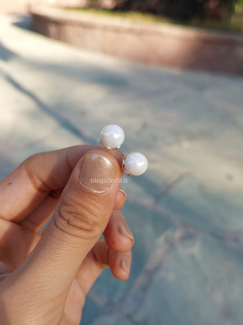 گوشواره مروارید نقره - Image 3