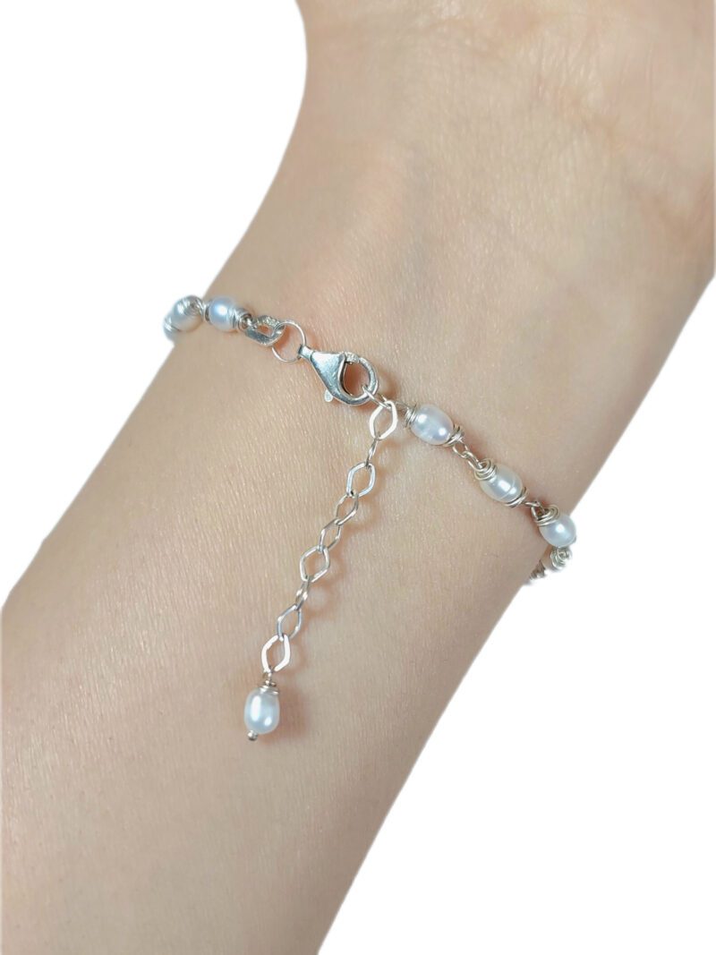 دستبند مروارید پرورشی و نقره - Image 2