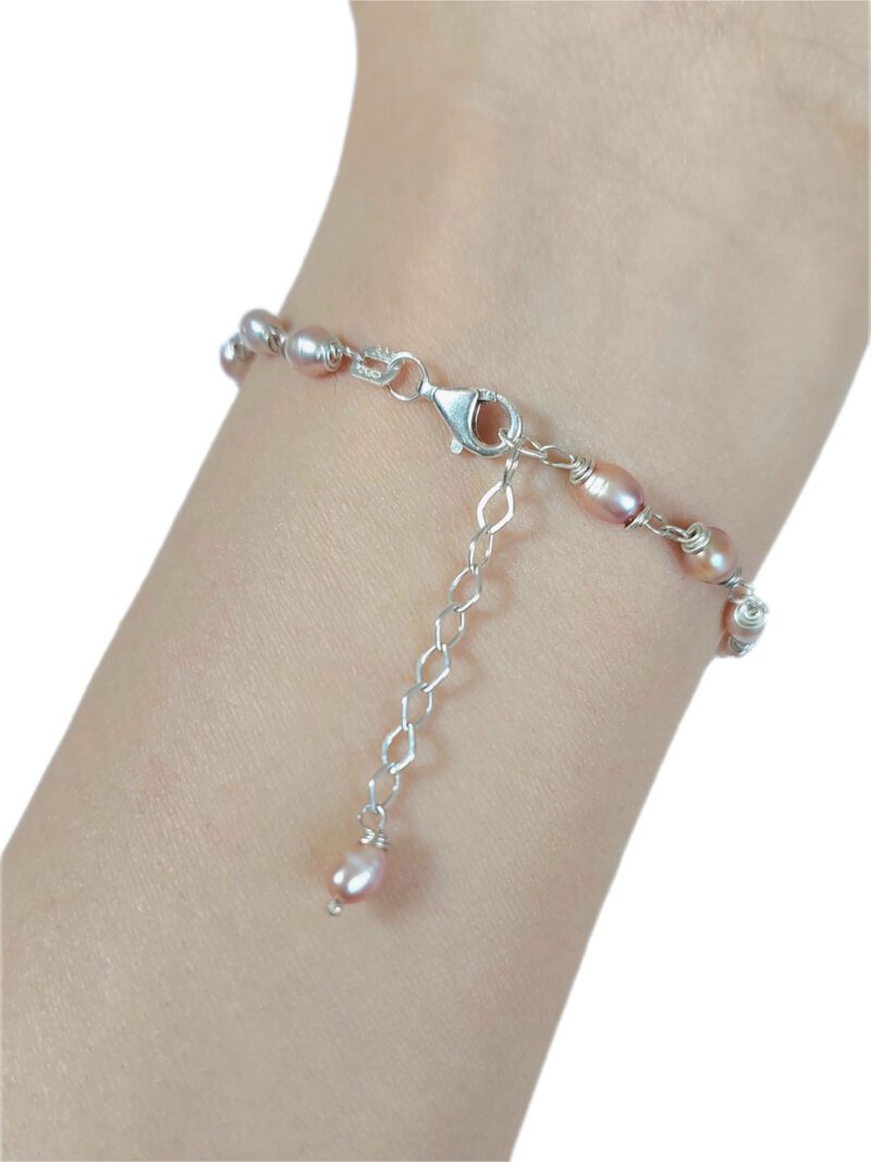 دستبند مروارید پرورشی و نقره - Image 4