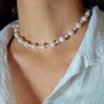 گردنبند مروارید و گوی نقره