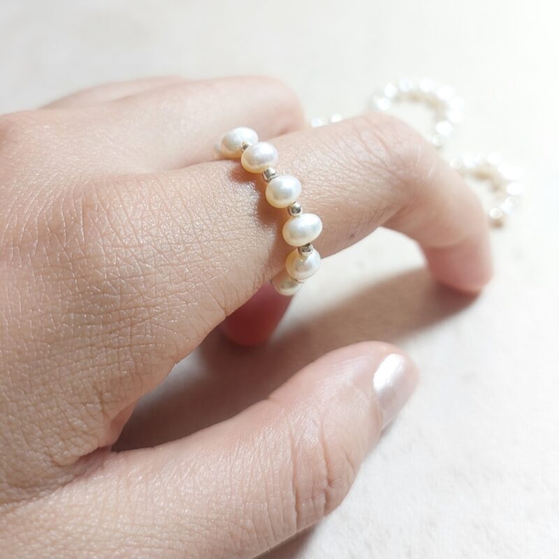 انگشتر مروارید پرورشی و گوی نقره - Image 2