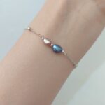 دستبند مروارید پرورشی و گوی نقره