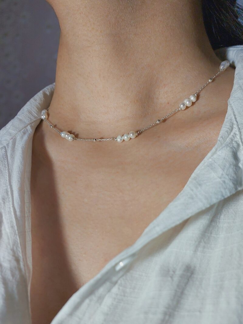 گردنبند مروارید پرورشی و گوی نقره - Image 2