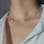 گردنبند مروارید پرورشی و گوی نقره