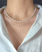 گردنبند مروارید پرورشی و زنجیر نقره - Image 2